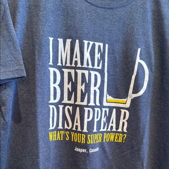NWOT - Heather Blue "I Make Beer Disappear" Graphic T-Shirt from Jasper, Canada - Picture 2 of 4